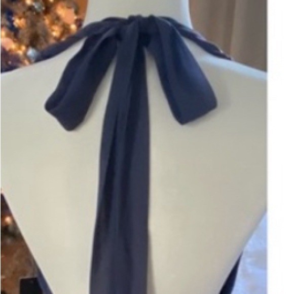 NWT Lulu’s Slate Blue Long Sheer Dress/Gown - Picture 3 of 10